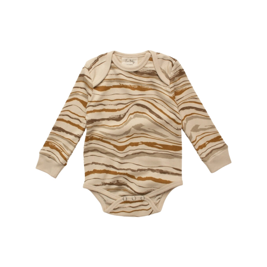Organic Baby Long Sleeve Bodysuit - Wave - HoneyBug 