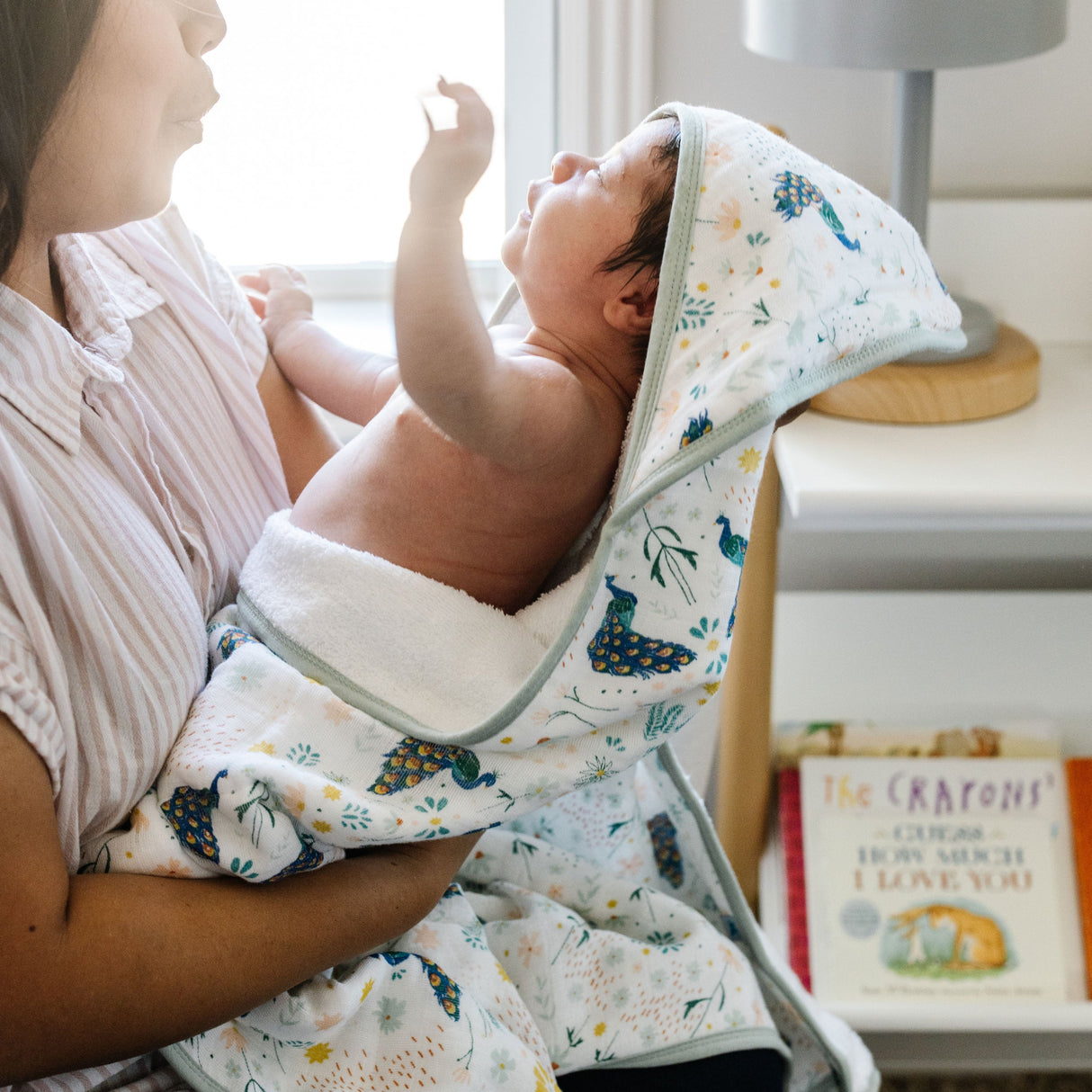 Infant Hooded Towel - Peacock - HoneyBug 