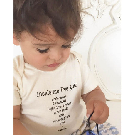 Pre-order for late September Inside Me Poem Short Sleeve Romper - HoneyBug 