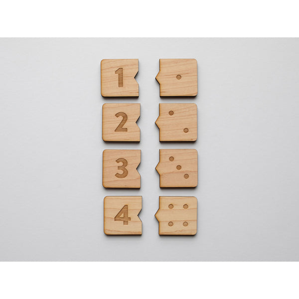 Wooden Number Match Puzzle • Handmade Wood Domino Style Matching Game - HoneyBug 