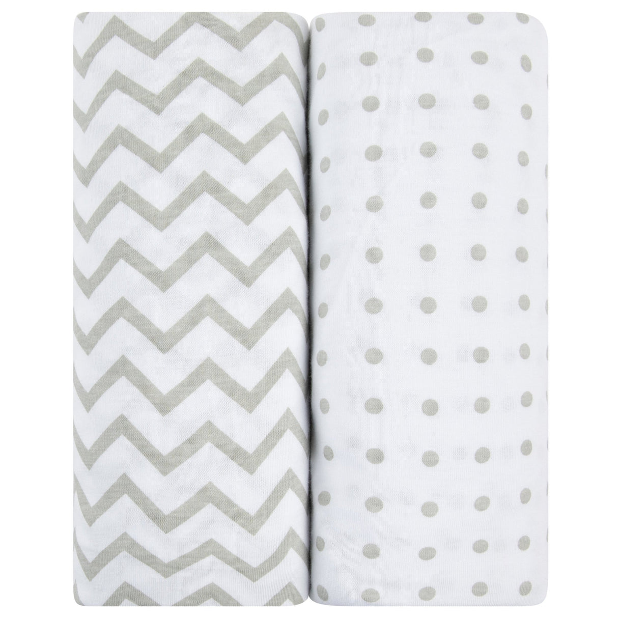 Waterproof Crib Sheet Set - Grey Chevron & Polka Dot - HoneyBug 