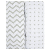 Waterproof Crib Sheet Set - Grey Chevron & Polka Dot - HoneyBug 