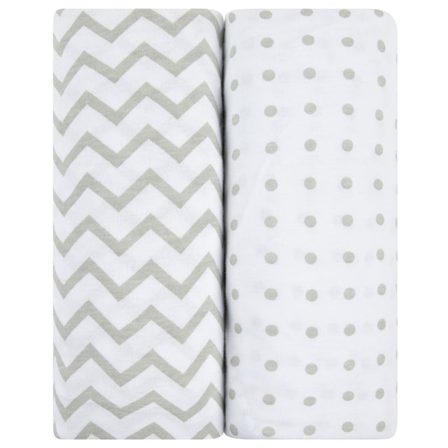 Waterproof Crib Sheet Set - Grey Chevron & Polka Dot - HoneyBug 