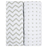 Bassinet Sheet Set - Grey Chevron & Polka Dot - HoneyBug 