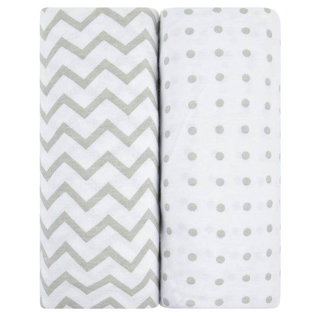 Bassinet Sheet Set - Grey Chevron & Polka Dot - HoneyBug 
