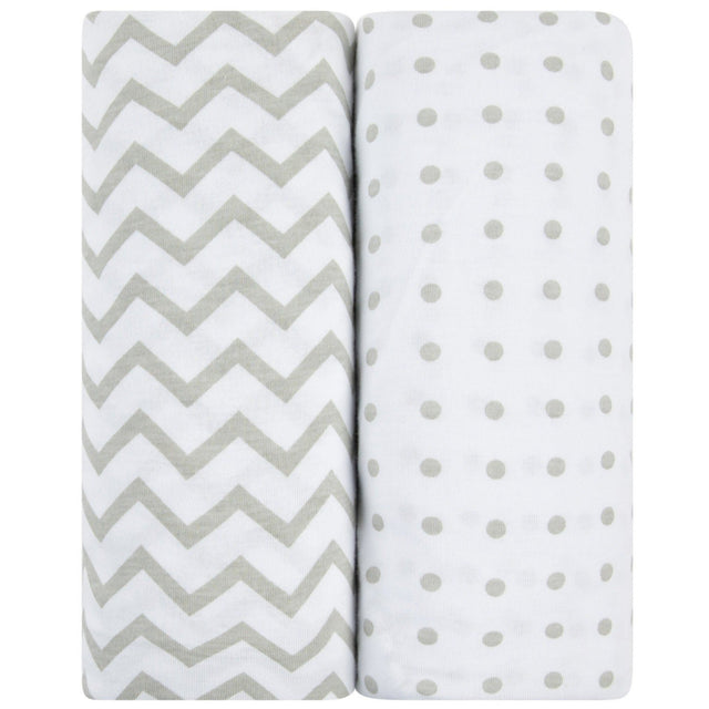 Waterproof Bassinet Sheet Set - Grey Chevron & Polka Dot - HoneyBug 