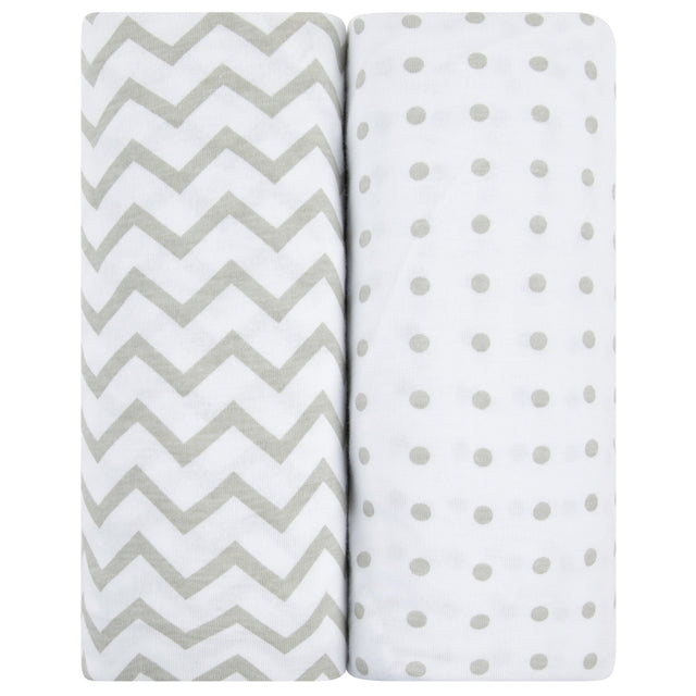 Changing Pad Cover | Cradle Sheet Set - Grey Chevron and Polka Dot - HoneyBug 