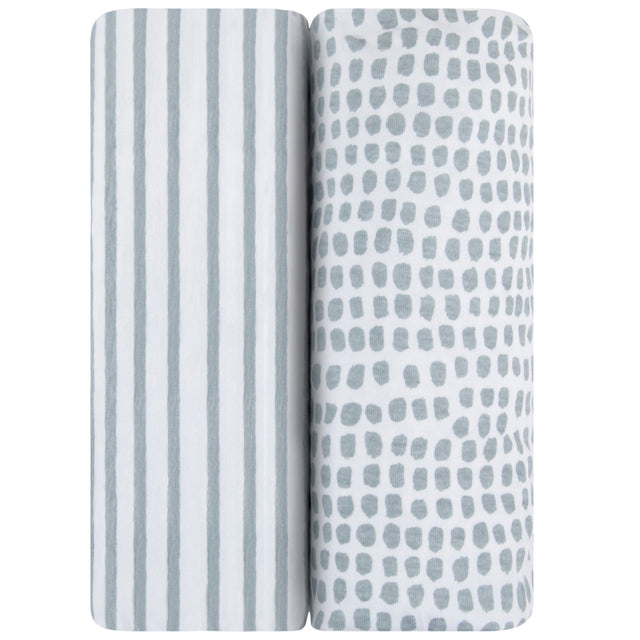 Waterproof Changing Pad Cover | Cradle Sheet Set - Misty Blue Stripes & Splash - HoneyBug 