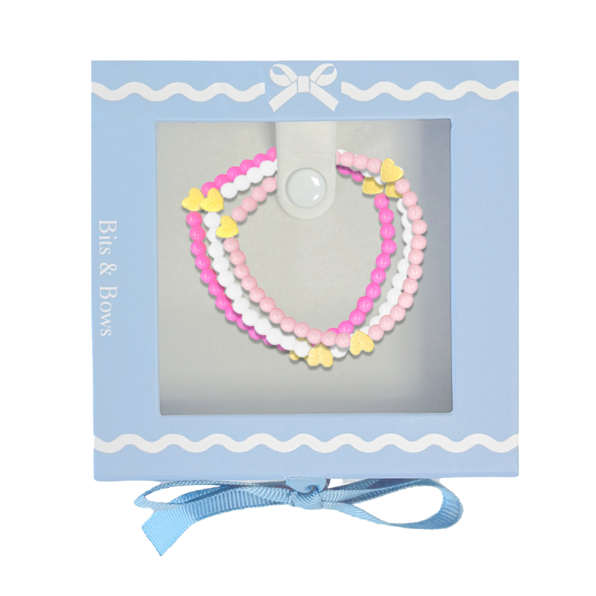 Pink/White/Magenta Hearts Bracelet Gift Set