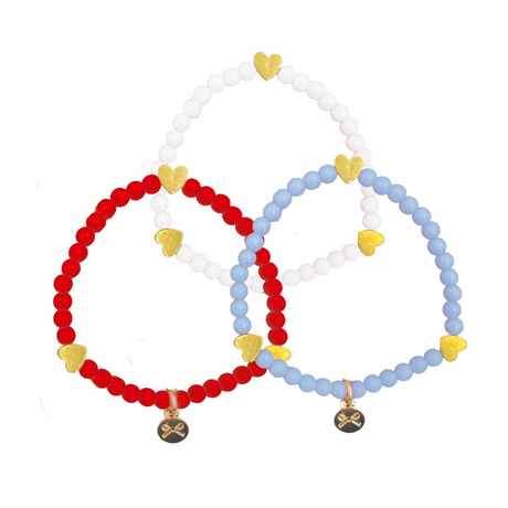 Red, White & Blue Hearts Bracelet Gift Set