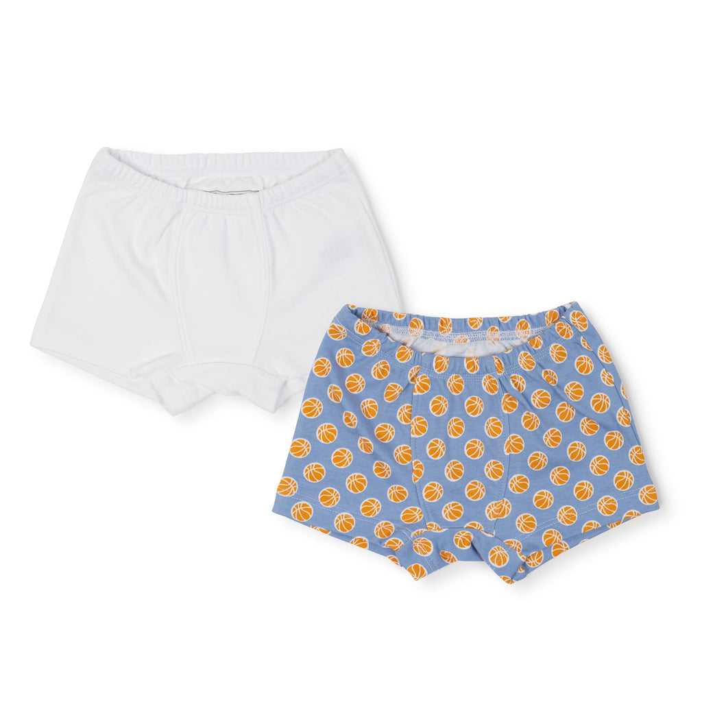 James Boys' Pima Cotton Underwear Set - Hoop it Up/White - HoneyBug 