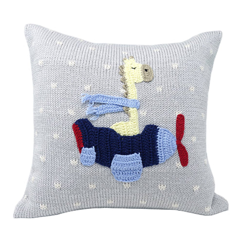 Giraffe Pilot in Plane 10" Pillow