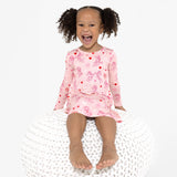 PAW Patrol: Pretty PAWSOME Pink Bamboo Girls' Long Sleeve Dress - HoneyBug 