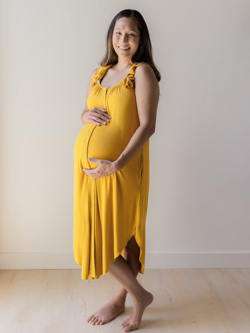 Ruffle Strap Labor & Delivery Gown | Honey - HoneyBug 