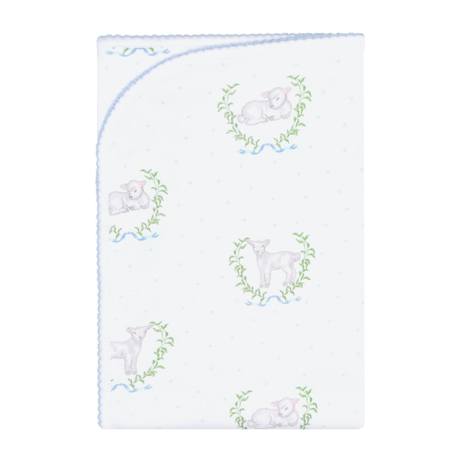 Blue Lamb Print Blanket - HoneyBug 