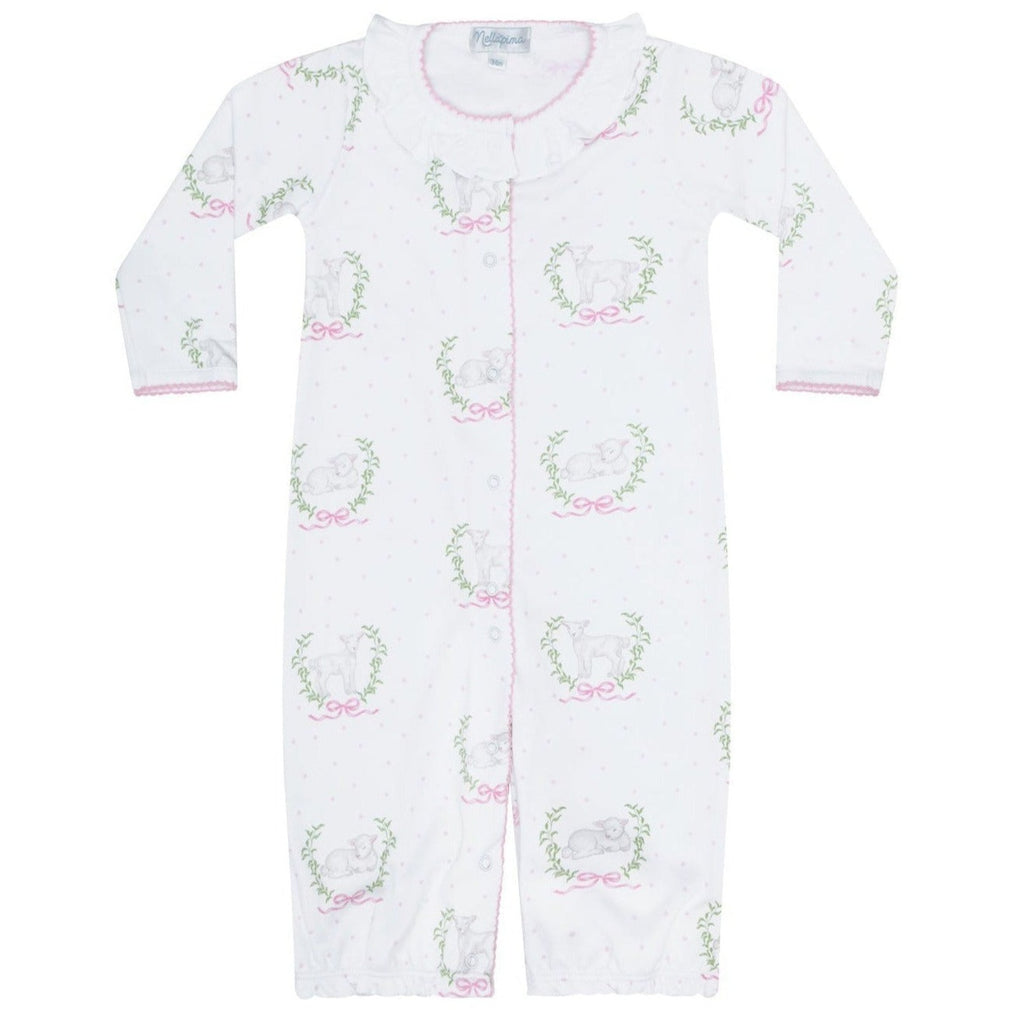 Pink Lamb Print Converter Gown - HoneyBug 