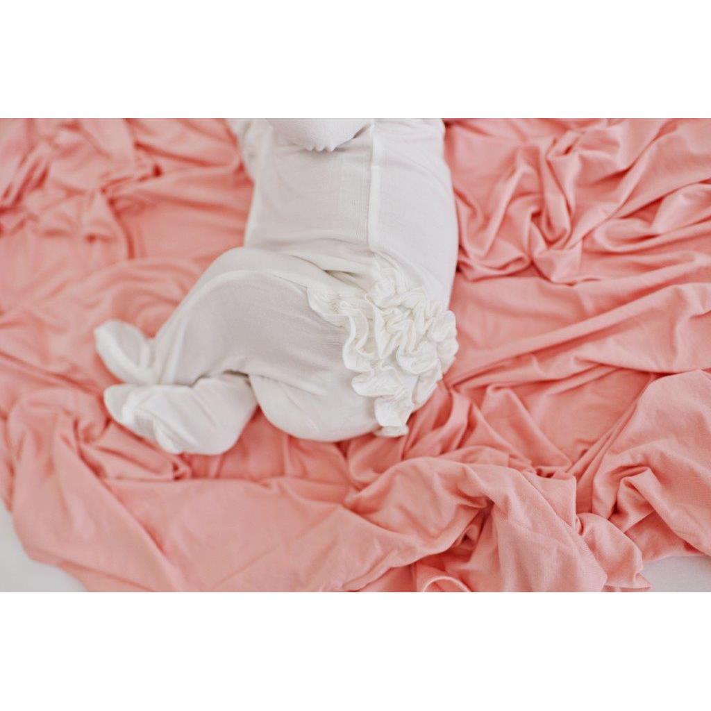 Ruffle 2 Way Zip Romper - White - HoneyBug 