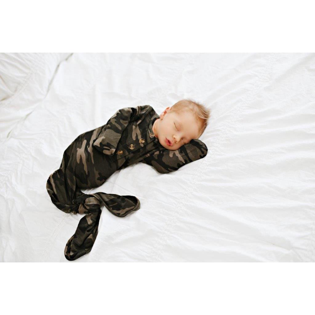 Knotted Baby Gown - Camo - HoneyBug 