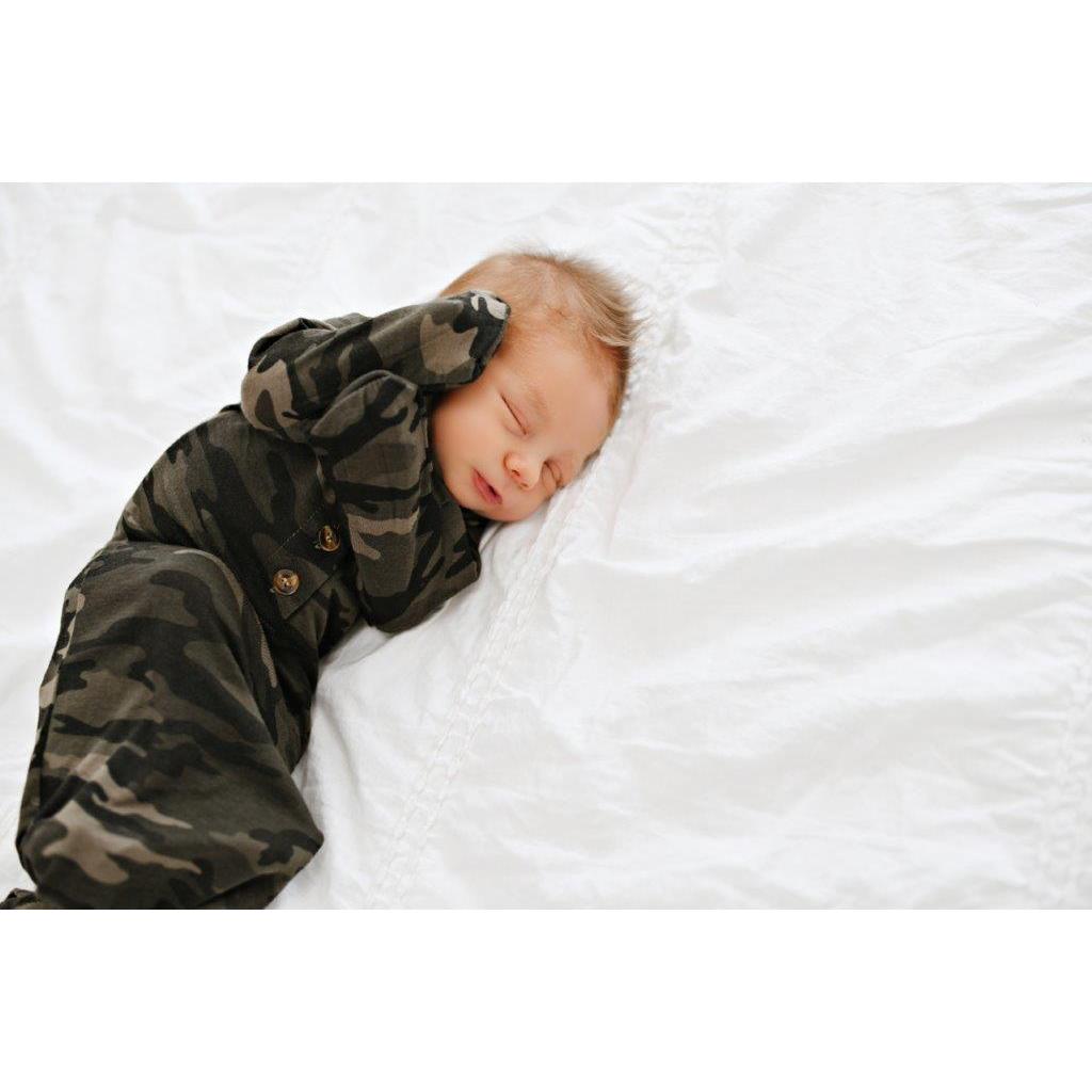 Knotted Baby Gown - Camo - HoneyBug 