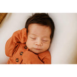 Knotted Baby Gown - Ribbed Rust - HoneyBug 