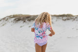 Sophie Lavender Floral Rash Guard Swimsuit - HoneyBug 