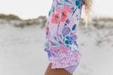 Sophie Lavender Floral Rash Guard Swimsuit - HoneyBug 