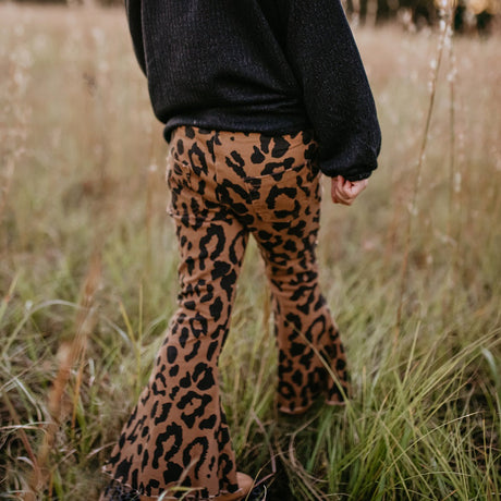 Leopard Denim Flare Pant - HoneyBug 