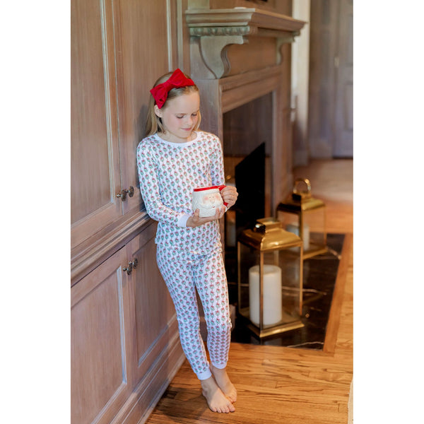 Ava Girls' Pima Cotton Pajama Pant Set - Merry Mistletoe - HoneyBug 