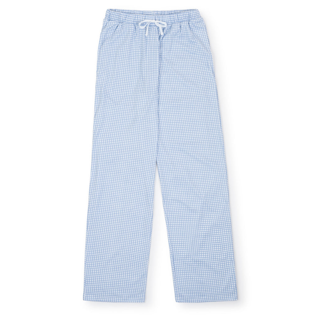 Brent Men's Pima Cotton Hangout Pant - Light Blue Box Plaid - HoneyBug 