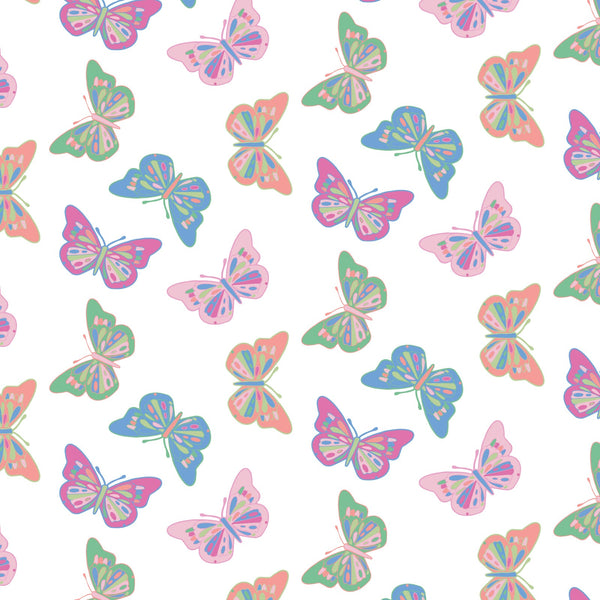 Gwen Girls' Pima Cotton Spa Wrap - Bright Butterflies - HoneyBug 