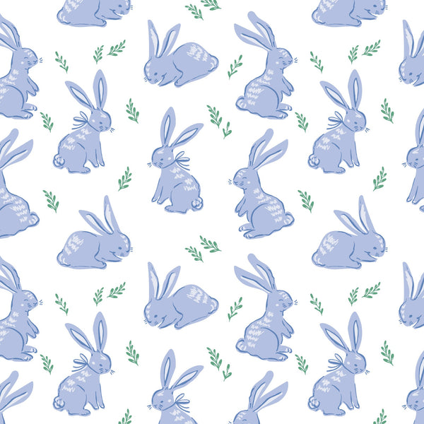 Marty Women's Pima Cotton Pajama Short Set - Bunny Hop Blue - HoneyBug 