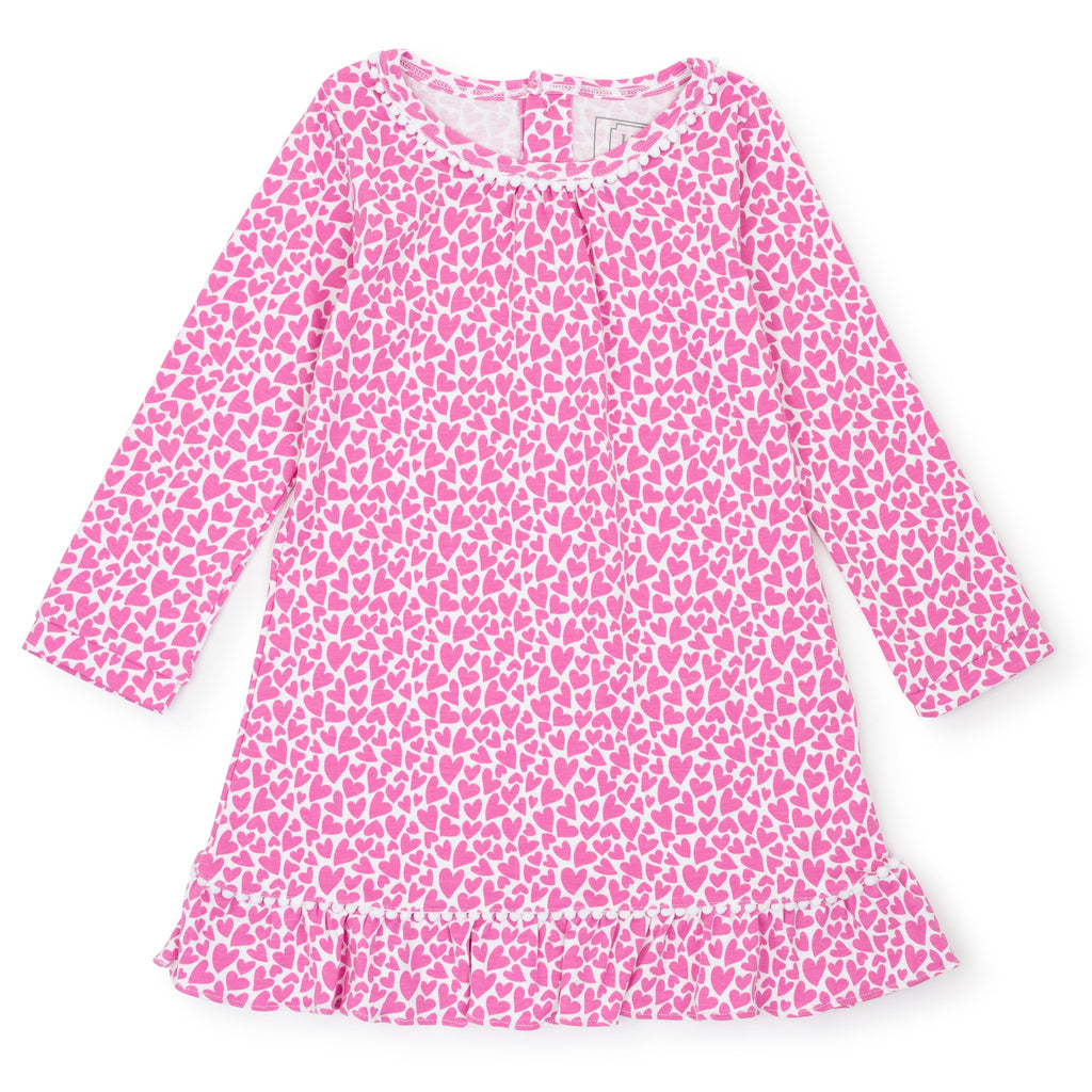 Carlin Girls' Pima Cotton Dress - I Heart You Pink - HoneyBug 
