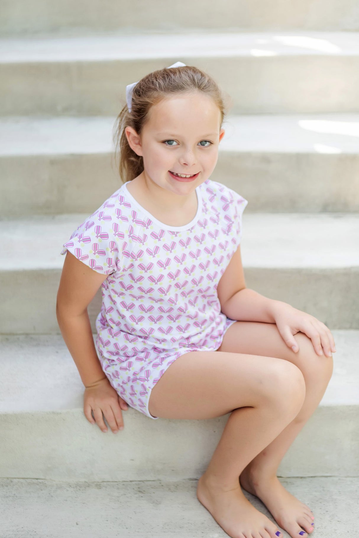 Emery Girls' Short Set - Pickleball Pink - HoneyBug 