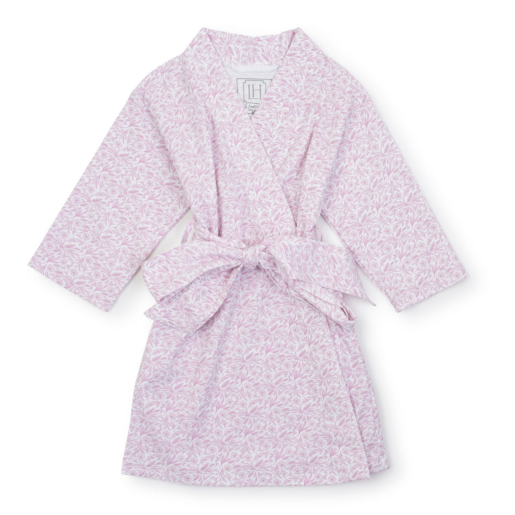 Gwen Girls' Pima Cotton Spa Wrap - Pretty Pink Blooms - HoneyBug 