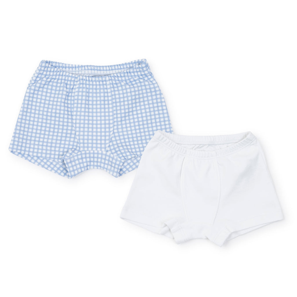 James Boys' Pima Cotton Underwear Set - Light Blue Box Plaid/White - HoneyBug 