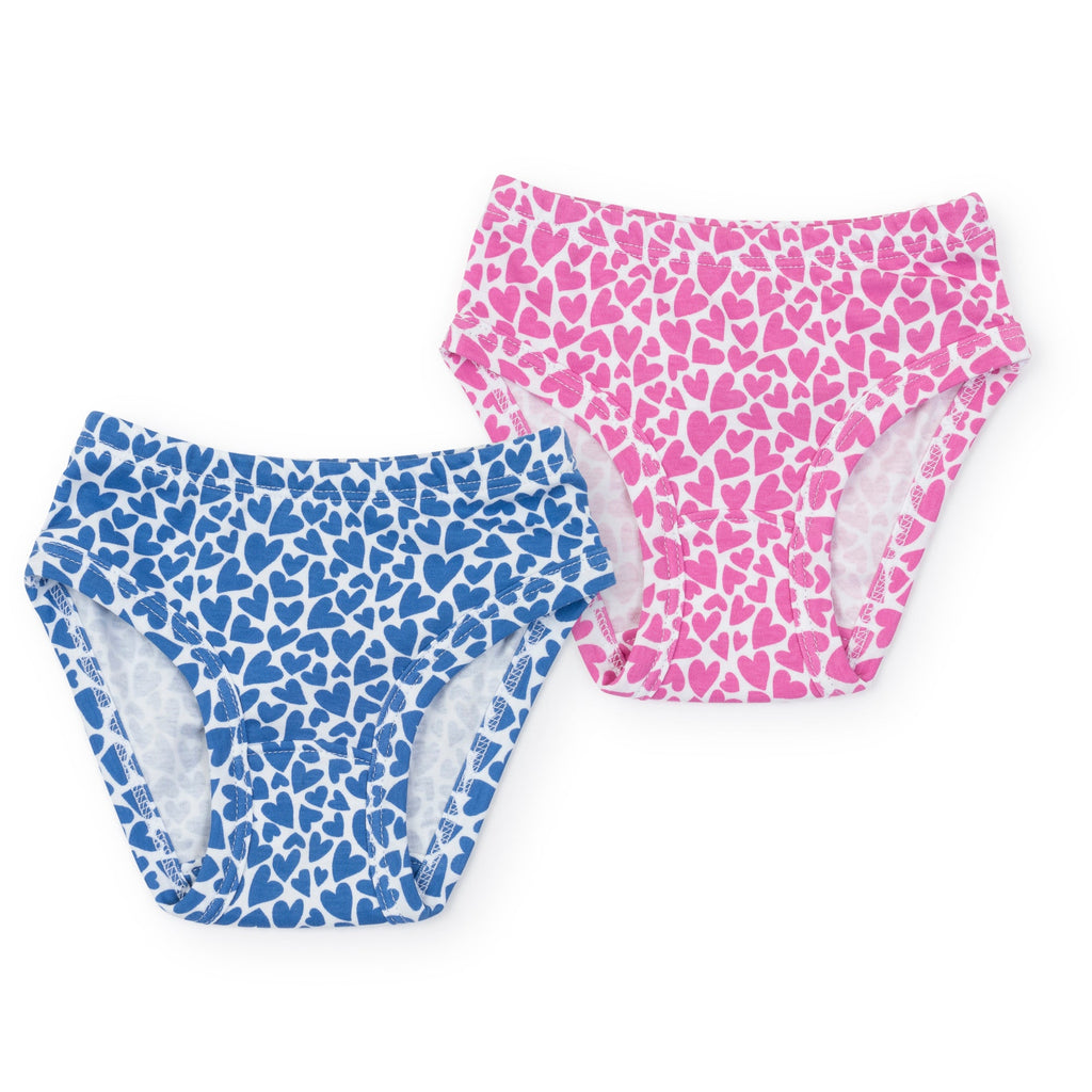 Lauren Girls' Pima Cotton Underwear Set - I Heart You Pink & Blue - HoneyBug 