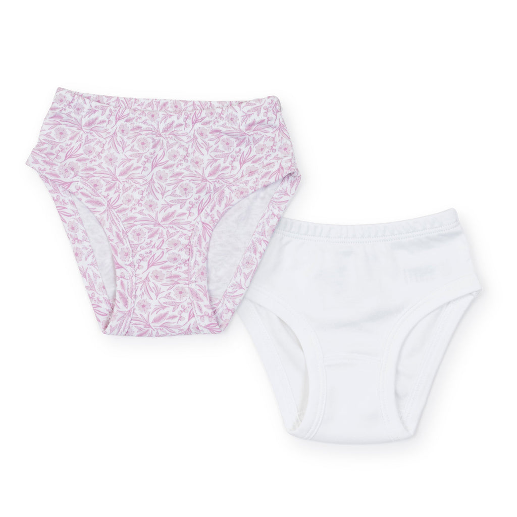 Lauren Girls' Pima Cotton Underwear Set - Pretty Pink Blooms/White - HoneyBug 