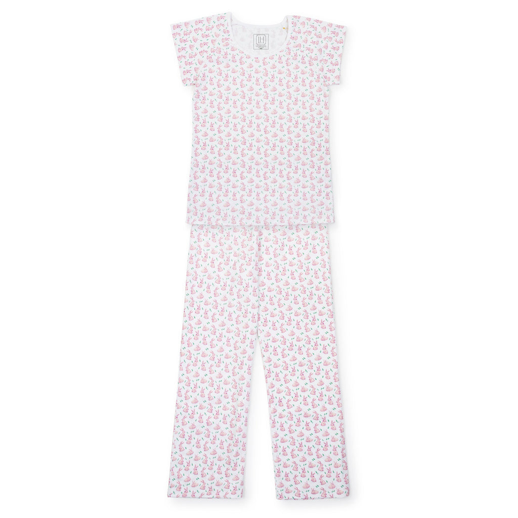 Mamie Women's Pima Cotton Pajama Pant Set - Bunny Hop Pink - HoneyBug 