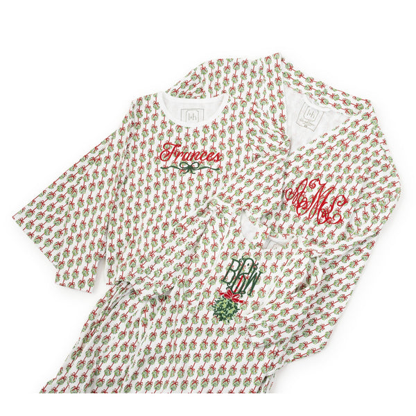 Emersyn Girls' Pima Cotton Lace Trim Dress - Merry Mistletoe - HoneyBug 