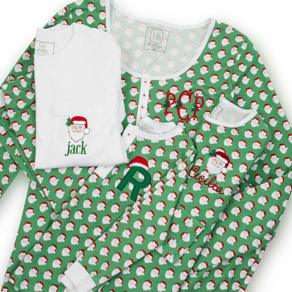 Alden Girls' Pima Cotton Pajama Pant Set - Hey Santa - HoneyBug 