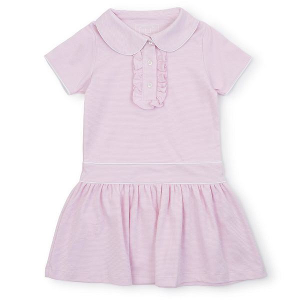 Sydney Girls' Pima Cotton Dress - Pink and White Stripes - HoneyBug 