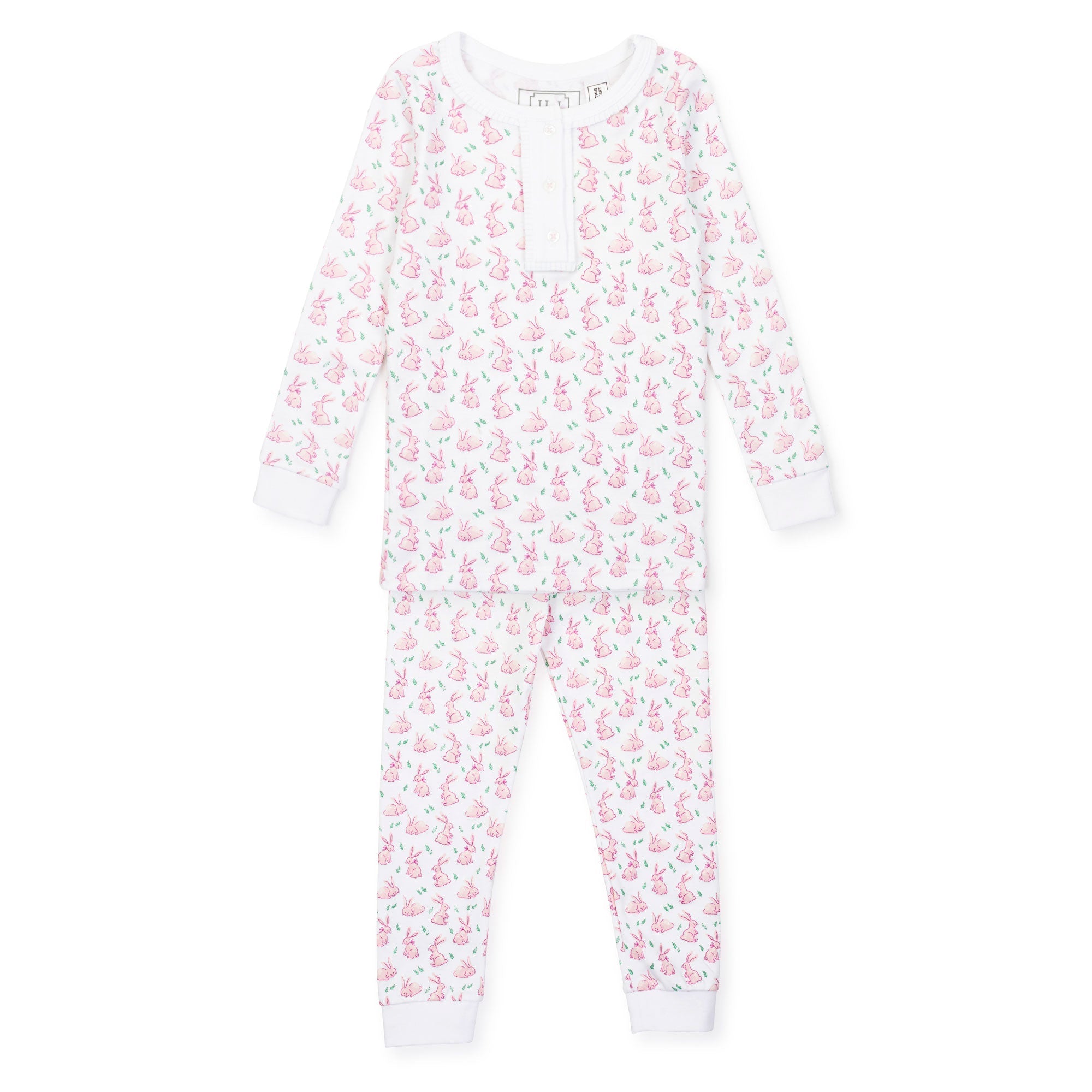 Alden Girls' Pima Cotton Pajama Pant Set - Bunny Hop Pink - HoneyBug 