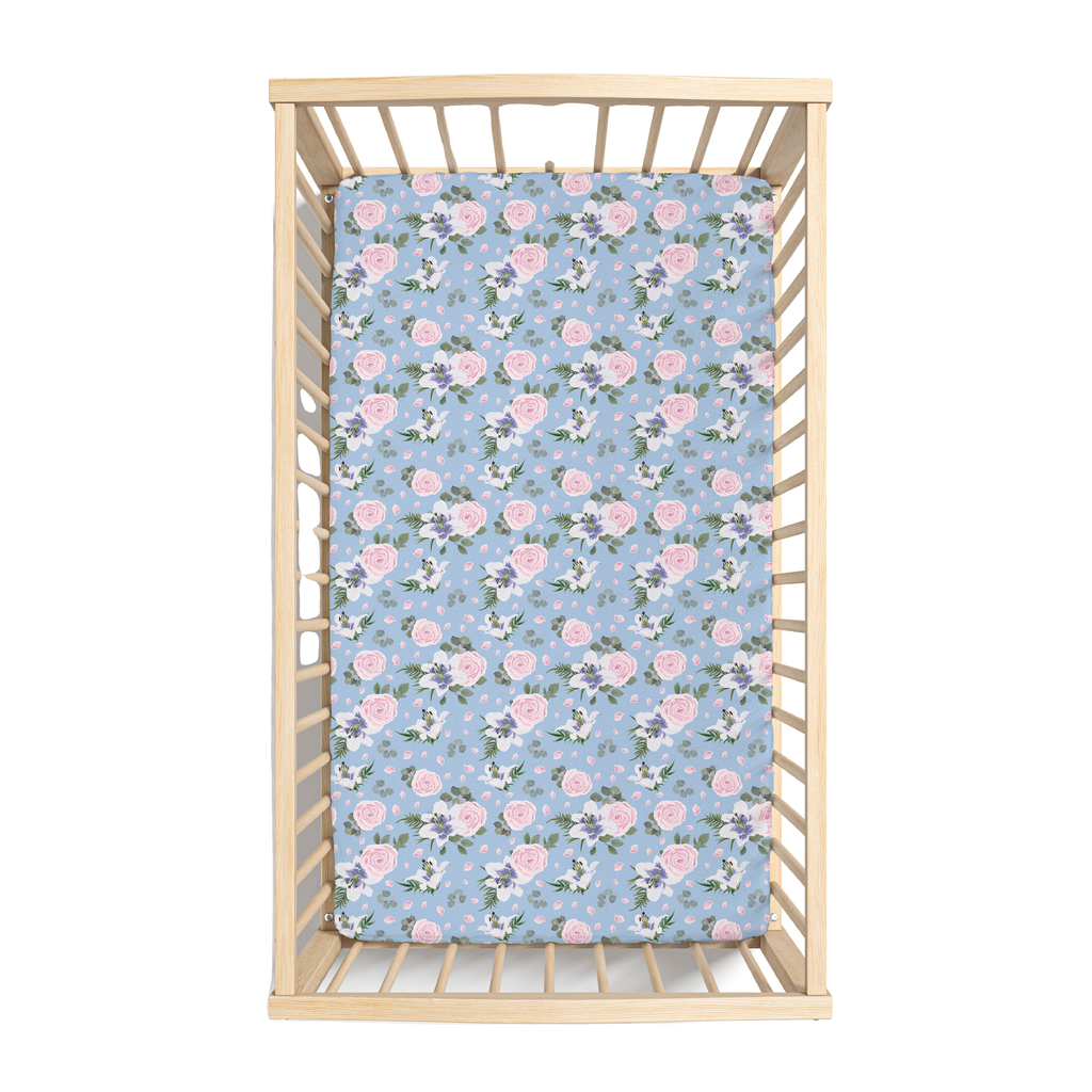 Lillian Floral Bamboo Crib Sheet - HoneyBug 