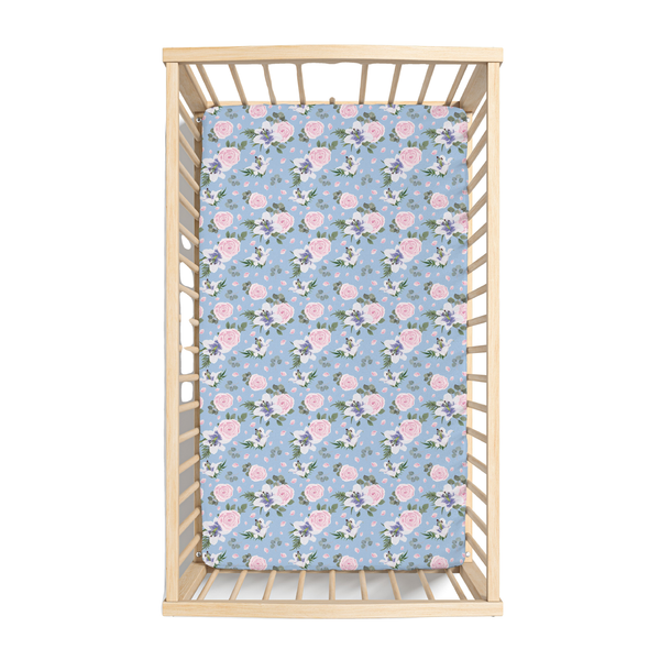 Lillian Floral Bamboo Crib Sheet - HoneyBug 
