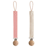 Linen Pacifier Clip 2-Pack - Dusty Rose/Shifting Sand - HoneyBug 
