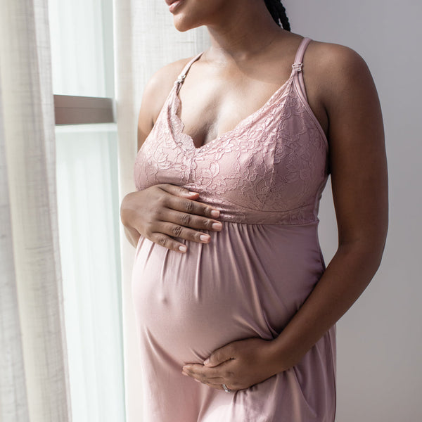 Lucille Maternity & Nursing Nightgown | Vintage Pink - HoneyBug 