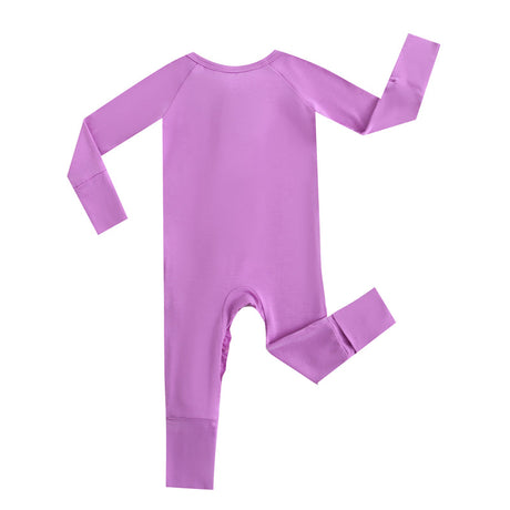 Luxie Lavender Ruffled Zipper Baby Romper - HoneyBug 