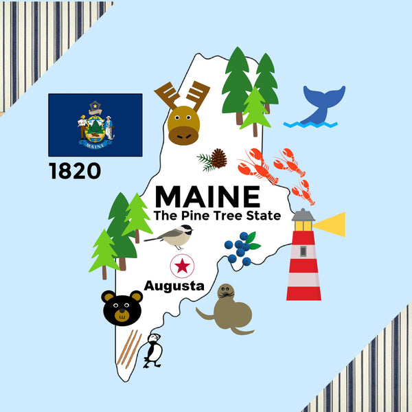 Maine State Tag Toy Crinkle Square - HoneyBug 