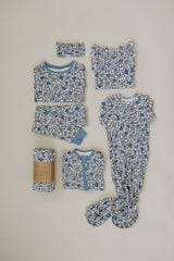 Bluebell Pointelle Bamboo Stretch Swaddle - HoneyBug 