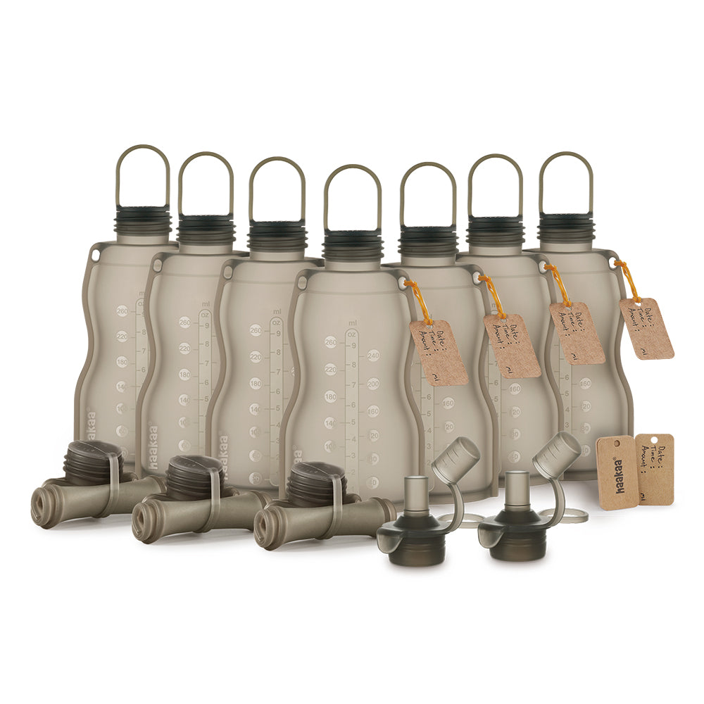 Haakaa Silicone Milk Storage Bag & Sippy Spout Combo - HoneyBug 